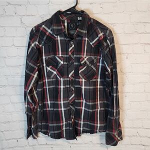 Indigo Star Men's Longsleeve Plaid Shirt, Size Medium